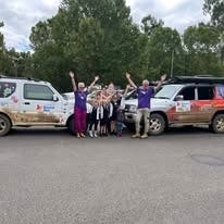 the students with the organisers of the beyond blue car rally