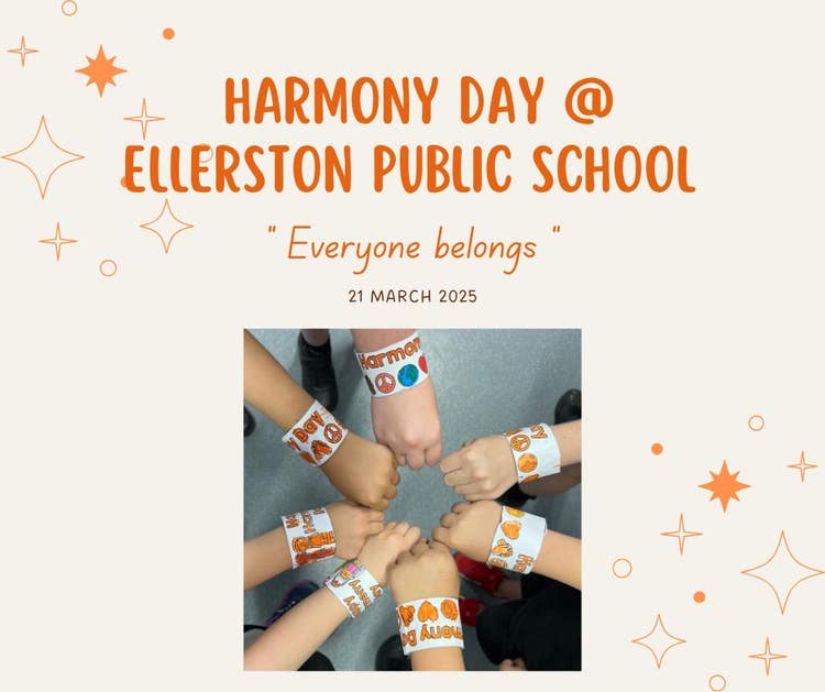 Children hands with hand made wrist bands for Harmony day