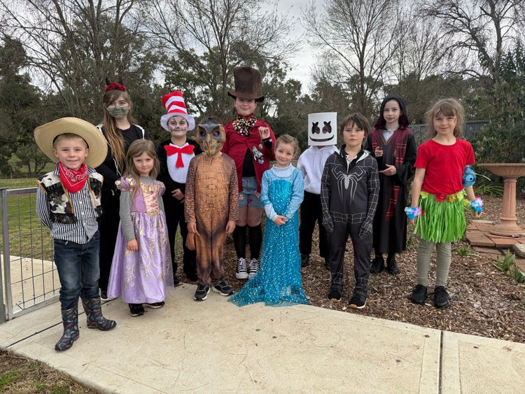 Children dressed in book week character costumes